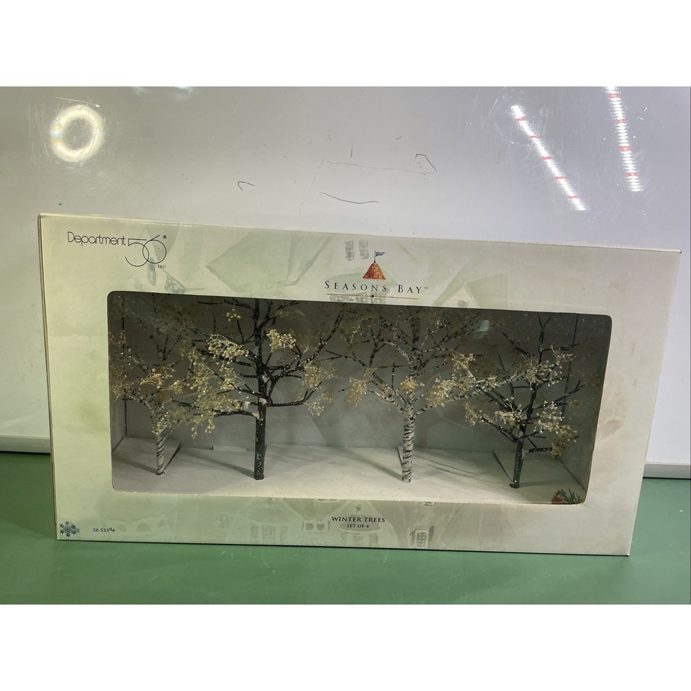 Dept 56 Seasons Bay Accessories WINTER TREES Set‎ of 4 #53384 NIB